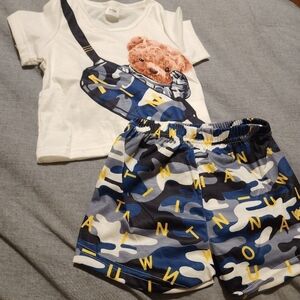 W1 - Darling Camo Bear Short Set 9-12 Months